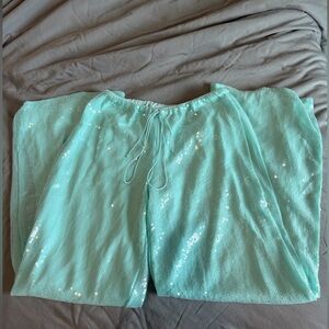 Missguided Mint Sequin Straight Leg Pants